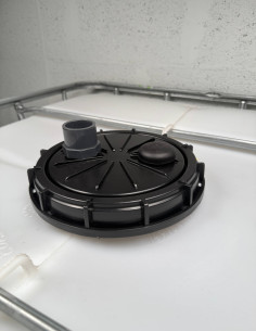 Couvercle diamètre 220 mm avec prise PVC droite 40/50 et évent 2