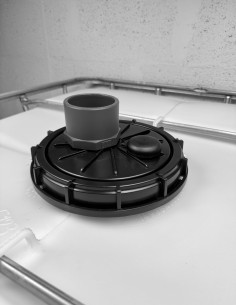Couvercle diamètre 220 mm avec prise PVC droite 75/90 et évent 2