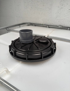 Couvercle diamètre 220 mm avec prise PVC droite 63/75 et évent 2