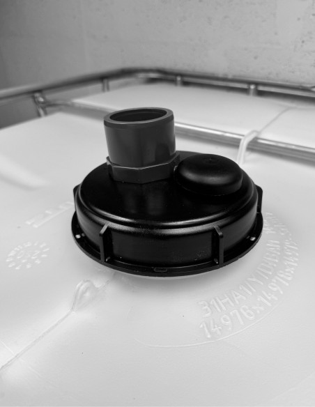 Couvercle diamètre 150 mm avec prise PVC droite 50/63 et évent