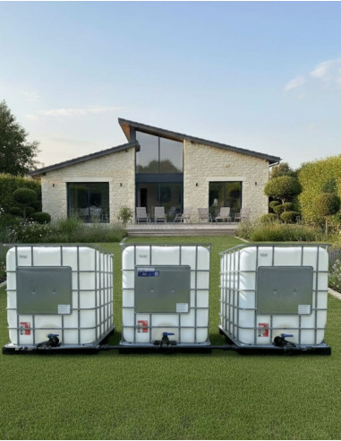 Pack 2 cuves IBC 1000 litres blanches RECO avec palette PE