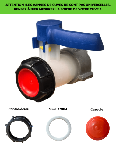 Vanne papillon 2" - écrou S60X6 et sortie S60X6 - composants