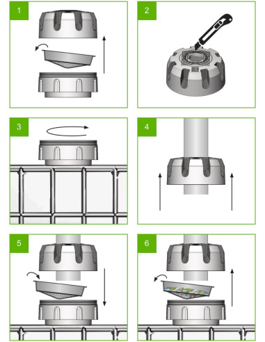 Notice d'installation du couvercle/collecteur pour cuve IBC de récupération d'eau de pluie