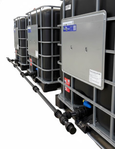 Pack 3 cuves IBC 1000 litres noires RECO avec palette hybride