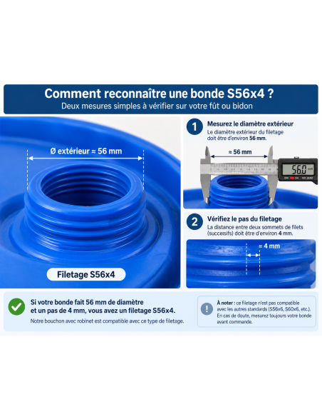 Raccord fût - 2'' filet large S56X4 - Robinet 3/4'' prise d'air