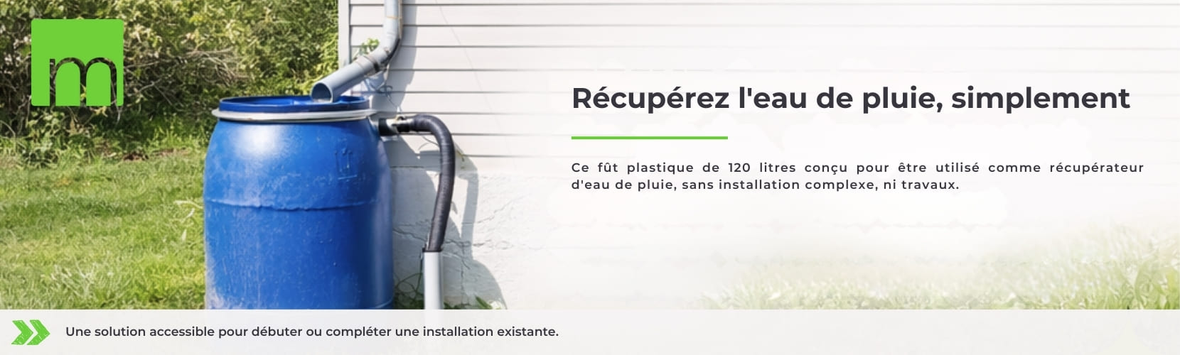R&eacute;cup&eacute;ration d'eau de pluie avec un f&ucirc;t de 220L