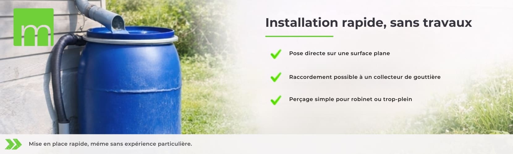 Installation d'un f&ucirc;t de 220L pour r&eacute;cup&eacute;rer l'eau de pluie