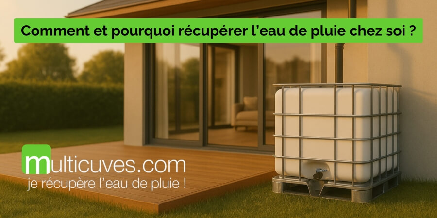 Plusieurs images de cuves IBC empilées les unes sur les autres. Certaines sont raccordées verticalement avec le Kit de raccordement Vertical de chez Multicuves